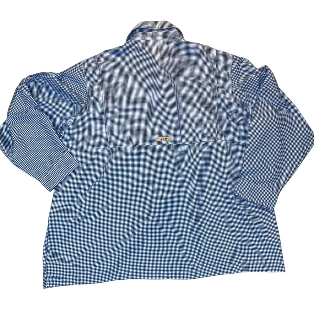 Habit River Guide Fishing Shirt Men's 2XL Blue Check Long Sleeve UPF‎ 40+